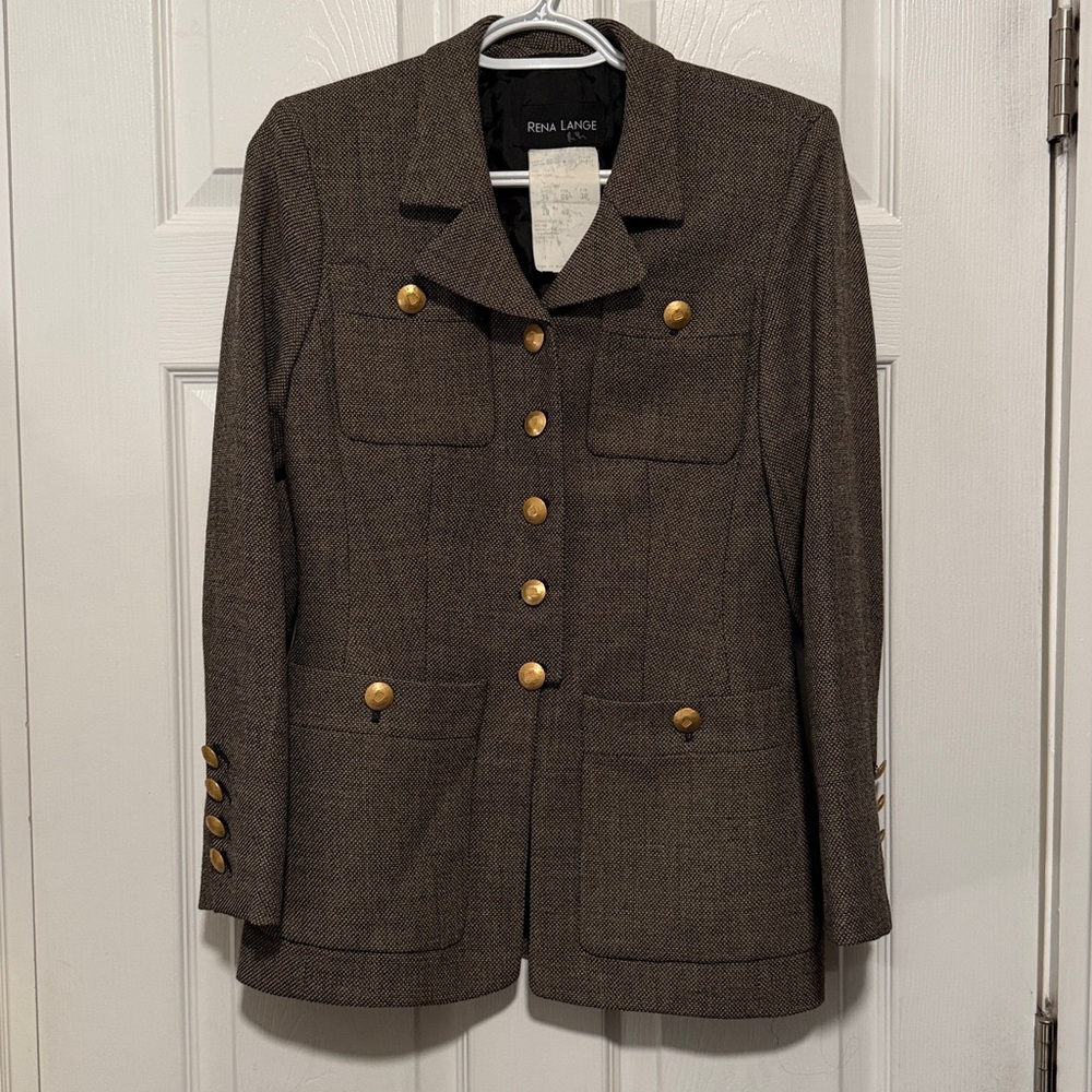 Vintage Wool Military Jacket Blazer Neutral Brown Size Small - Picture 4 of 13